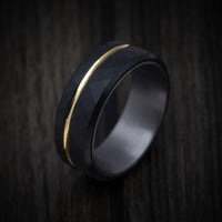 Black Titanium and 14K Gold Men's Ring with Tantalum Sleeve