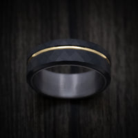 Black Titanium and 14K Gold Men's Ring with Tantalum Sleeve