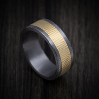 Tantalum Men's Ring with Textured 14K Gold Inlay