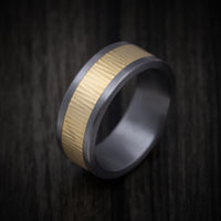 Tantalum Men's Ring with Textured 14K Gold Inlay