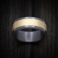 Tantalum Men's Ring with Textured 14K Gold Inlay