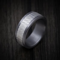 Tantalum Men's Ring with Textured 14K Gold Inlay