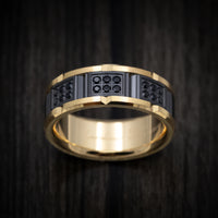Black Titanium and 14K Yellow Gold Men's Ring with Black Diamonds