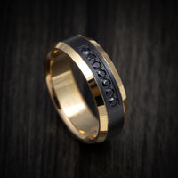 Black Titanium and 14K Yellow Gold Men's Ring with Black Diamonds