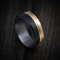 Black Titanium and 14K Gold Men's Ring with Tantalum Sleeve