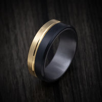 Black Titanium and 14K Gold Men's Ring with Tantalum Sleeve