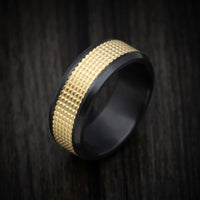 Black Titanium and 14K Gold Men's Ring