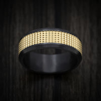 Black Titanium and 14K Gold Men's Ring