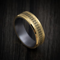 14K Yellow Gold Men's Ring with Tantalum Sleeve