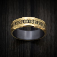 14K Yellow Gold Men's Ring with Tantalum Sleeve