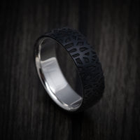 Carbon Fiber Men's Ring with 14K Gold Sleeve and Organic Design