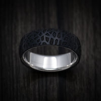 Carbon Fiber Men's Ring with 14K Gold Sleeve and Organic Design