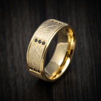 14K Yellow Gold Men's Ring with Black Diamonds