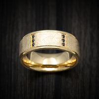 14K Yellow Gold Men's Ring with Black Diamonds