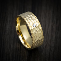 14K Gold Men's Ring with White Diamond