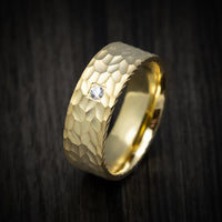 14K Gold Men's Ring with White Diamond