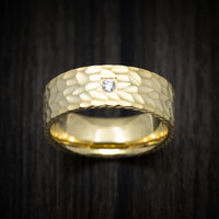 14K Gold Men's Ring with White Diamond