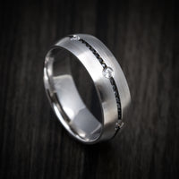 14K White Gold Men's Ring with Black and White Diamonds
