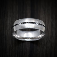 14K White Gold Men's Ring with Black and White Diamonds