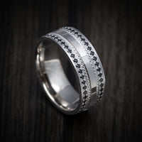 14K White Gold Men's Ring with Black Diamonds
