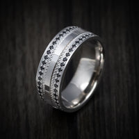 14K White Gold Men's Ring with Black Diamonds