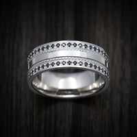 14K White Gold Men's Ring with Black Diamonds