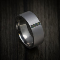 Tantalum Men's Ring with Vertical Opal Inlay