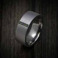 Tantalum Men's Ring with Vertical Opal Inlay