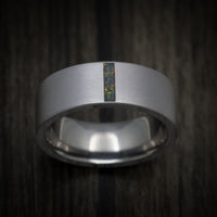Tantalum Men's Ring with Vertical Opal Inlay