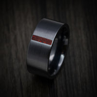 Black Titanium or Black Zirconium Men's Ring with Vertical Opal Inlay