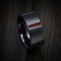 Black Titanium or Black Zirconium Men's Ring with Vertical Opal Inlay