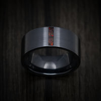 Black Titanium or Black Zirconium Men's Ring with Vertical Opal Inlay