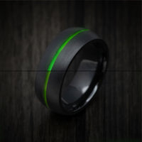 Black Titanium or Black Zirconium Men's Ring with Glow Inlay