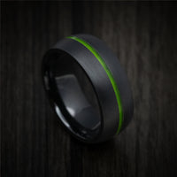 Black Titanium or Black Zirconium Men's Ring with Glow Inlay