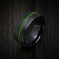 Black Titanium or Black Zirconium Men's Ring with Glow Inlay