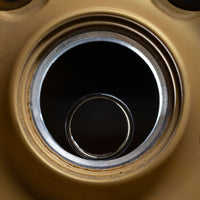 Darkened Tantalum Ring with Supercar Ron Authentic Supercar Wheel Inlay and 10K Gold Sleeve