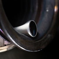 Palladium Silver Signet Ring with Supercar Ron Authentic Supercar Exhaust Inlay