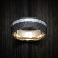 Darkened Tantalum Ring with Supercar Ron Authentic Supercar Wheel Inlay and 10K Gold Sleeve