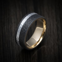 Darkened Tantalum Ring with Supercar Ron Authentic Supercar Wheel Inlay and 10K Gold Sleeve