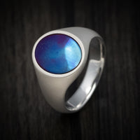 Palladium Silver Signet Ring with Supercar Ron Exhaust Inlay - Choose Your Exhaust