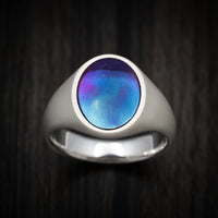 Palladium Silver Signet Ring with Supercar Ron Exhaust Inlay - Choose Your Exhaust