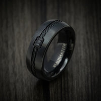 Black Titanium Men's Ring with Black Cable Inlay