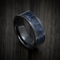 Black Ceramic Men's Ring with Pietersite Stone Inlay