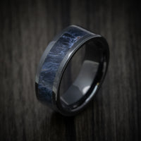Black Ceramic Men's Ring with Pietersite Stone Inlay