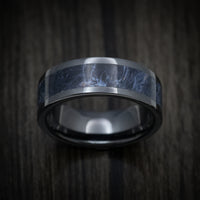Black Ceramic Men's Ring with Pietersite Stone Inlay