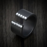 Black Zirconium Open Shank Thick Band with Lab Diamonds