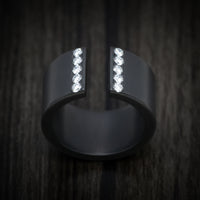 Black Zirconium Open Shank Thick Band with Lab Diamonds