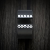 Black Zirconium Open Shank Thick Band with Lab Diamonds