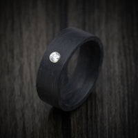 Solid Forged Carbon Fiber Men's Ring with Lab Diamond