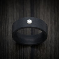 Solid Forged Carbon Fiber Men's Ring with Lab Diamond